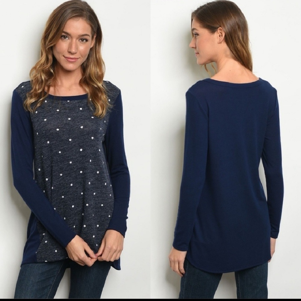 Super Soft Navy Polka Dot Top